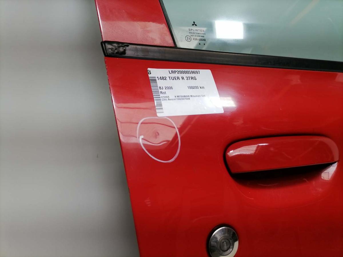 Mitsubishi Colt Z30 original T&uuml;r rechts Rot 3-T&uuml;rer Rohbau Bj.2006